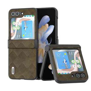 For Samsung Galaxy Z Flip5 ABEEL Weave Plaid PU Phone Case(Green)
