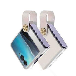 For Motorola Razr 40 Ultra Hand Strap Type Leather Phone Case(White)