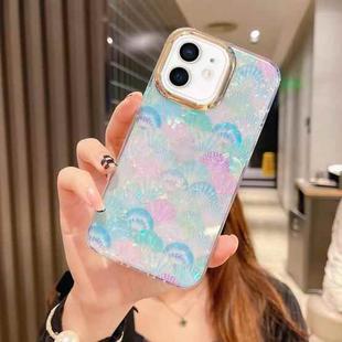 For iPhone 12 Colorful Crystal Shell Pattern PC + TPU Phone Case(Scallop Blue)