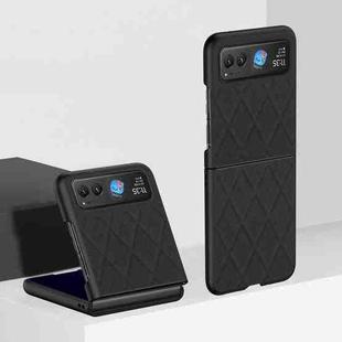 For Motorola Razr 40 Rhombus Pattern PC + Leather Phone Case(Purple)