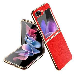 For Samsung Galaxy Z Flip5 Electroplate Litchi Pattern Leather Phone Case(Red)