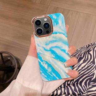 For iPhone 13 Pro Colorful Shell Texture Marble PC + TPU Phone Case(Blue White)