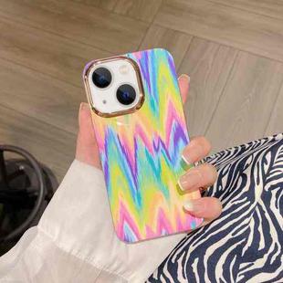 For iPhone 13 Colorful Shell Texture Marble PC + TPU Phone Case(Rainbow Stripe)