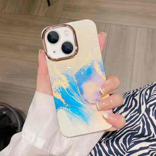 For iPhone 13 Colorful Shell Texture Marble PC + TPU Phone Case(Blue Purple)