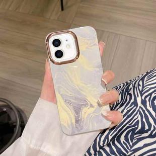 For iPhone 12 Colorful Shell Texture Marble PC + TPU Phone Case(White)