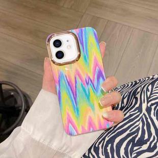 For iPhone 12 Colorful Shell Texture Marble PC + TPU Phone Case(Rainbow Stripe)