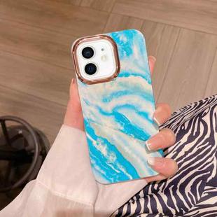 For iPhone 12 Colorful Shell Texture Marble PC + TPU Phone Case(Blue White)