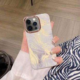 For iPhone 12 Pro Colorful Shell Texture Marble PC + TPU Phone Case(White)