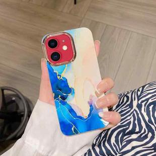 For iPhone 11 Colorful Shell Texture Marble PC + TPU Phone Case(Blue Pink)
