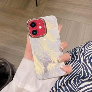 For iPhone 11 Colorful Shell Texture Marble PC + TPU Phone Case(White)