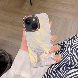 For iPhone 15 Colorful Shell Texture Marble PC + TPU Phone Case(White)