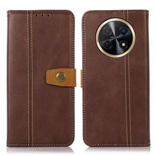 For Huawei Nova Y91 4G / Enjoy 60X Stitching Thread Calf Texture Leather Phone Case(Coffee)