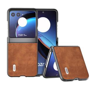 For Motorola Razr 40 Ultra ABEEL Morocco Texture PU Phone Case(Brown)