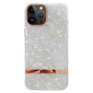 For iPhone 14 Pro Electroplating Shell Texture TPU Phone Case(White)