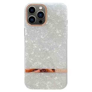 For iPhone 13 Pro Electroplating Shell Texture TPU Phone Case(White)