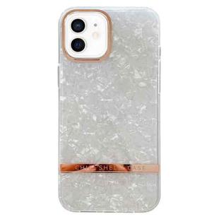 For iPhone 12 Electroplating Shell Texture TPU Phone Case(White)