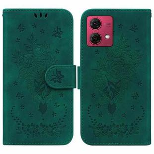 For Motorola Moto G84 Butterfly Rose Embossed Leather Phone Case(Green)