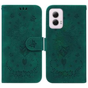 For Motorola Moto G Power 5G 2024 Butterfly Rose Embossed Leather Phone Case(Green)