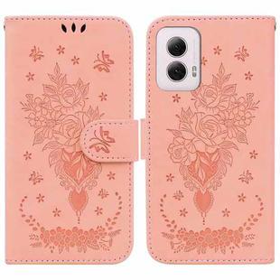 For Motorola Moto G Power 5G 2024 Butterfly Rose Embossed Leather Phone Case(Pink)