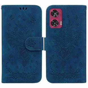 For Motorola Edge 50 Fusion Butterfly Rose Embossed Leather Phone Case(Blue)