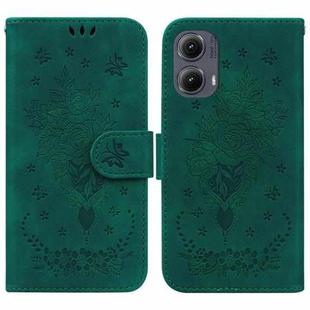 For Motorola Edge 2024 Butterfly Rose Embossed Leather Phone Case(Green)