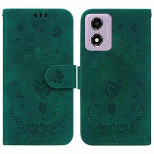 For Motorola Moto G04s / Moto E14 Butterfly Rose Embossed Leather Phone Case(Green)