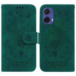For Motorola Moto G85 Butterfly Rose Embossed Leather Phone Case(Green)