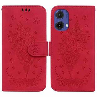 For Motorola Moto G85 Butterfly Rose Embossed Leather Phone Case(Red)