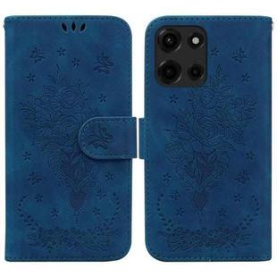 For Motorola Moto G 5G 2025 Butterfly Rose Embossed Leather Phone Case(Blue)