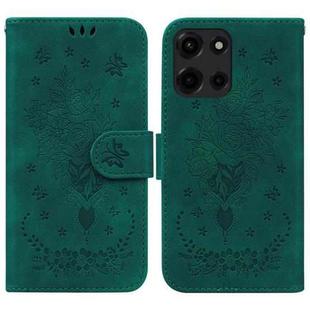 For Motorola Moto G 5G 2025 Butterfly Rose Embossed Leather Phone Case(Green)