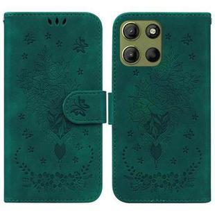 For Motorola Moto G15 Butterfly Rose Embossed Leather Phone Case(Green)