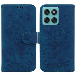 For Motorola Edge 60 Fusion / Edge 5G 2025 Butterfly Rose Embossed Leather Phone Case(Blue)