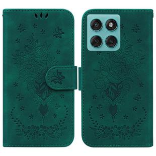 For Motorola Edge 60 Fusion / Edge 5G 2025 Butterfly Rose Embossed Leather Phone Case(Green)