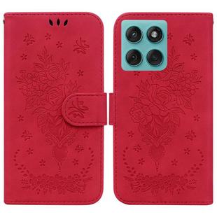 For Motorola Edge 60 Fusion / Edge 5G 2025 Butterfly Rose Embossed Leather Phone Case(Red)