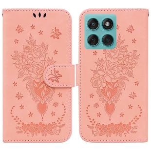 For Motorola Edge 60 Fusion / Edge 5G 2025 Butterfly Rose Embossed Leather Phone Case(Pink)
