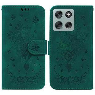 For Motorola Moto G56 5G / G66j 5G / G66y 5G Butterfly Rose Embossed Leather Phone Case(Green)