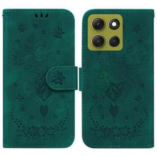 For Motorola Moto G86 5G Butterfly Rose Embossed Leather Phone Case(Green)