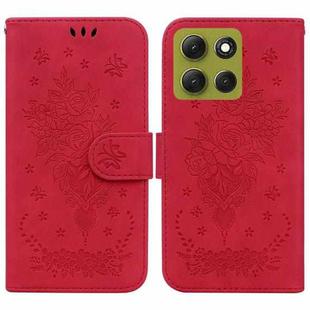 For Motorola Moto G86 5G Butterfly Rose Embossed Leather Phone Case(Red)