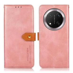 For Honor X9C 5G Global KHAZNEH Dual-color Cowhide Texture Flip Leather Phone Case(Rose Gold)