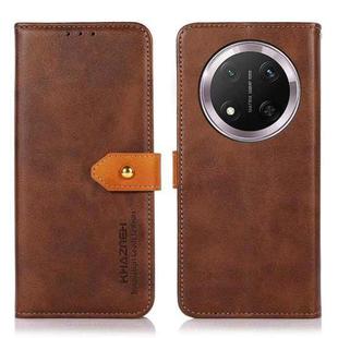 For Honor X9C 5G Global KHAZNEH Dual-color Cowhide Texture Flip Leather Phone Case(Brown)