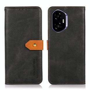 For Honor 400 KHAZNEH Dual-color Cowhide Texture Flip Leather Phone Case(Black)