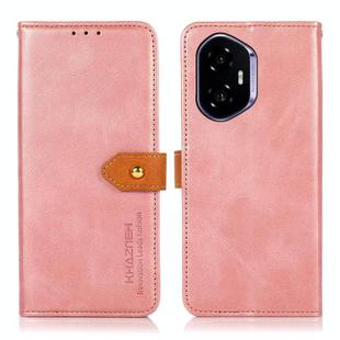 For Honor 400 KHAZNEH Dual-color Cowhide Texture Flip Leather Phone Case(Rose Gold)