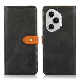 For Honor 400 Pro Global 160.8mm KHAZNEH Dual-color Cowhide Texture Flip Leather Phone Case(Black)