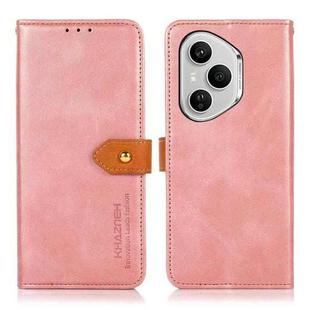 For Honor 400 Pro Global 160.8mm KHAZNEH Dual-color Cowhide Texture Flip Leather Phone Case(Rose Gold)