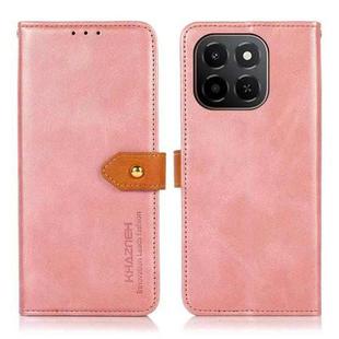 For Honor X6c 4G KHAZNEH Dual-color Cowhide Texture Flip Leather Phone Case(Rose Gold)