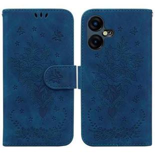 For Tecno Pova Neo 3 Butterfly Rose Embossed Leather Phone Case(Blue)