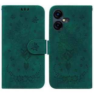 For Tecno Pova Neo 3 Butterfly Rose Embossed Leather Phone Case(Green)