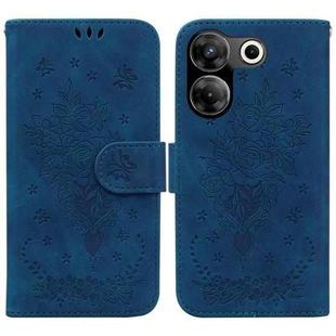For Tecno Camon 20 Pro 4G / 20 Butterfly Rose Embossed Leather Phone Case(Blue)