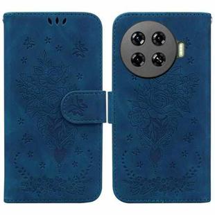 For Tecno Spark 20 Pro+ 4G Butterfly Rose Embossed Leather Phone Case(Blue)