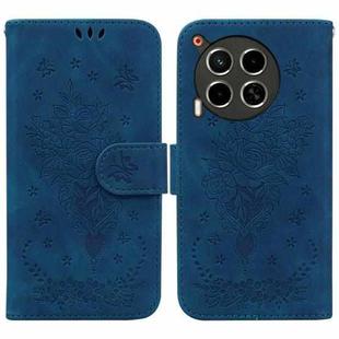 For Tecno Camon 30 4G / 5G Butterfly Rose Embossed Leather Phone Case(Blue)